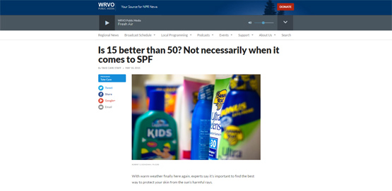 NPR WRVO Radio NY - Is 15 better than 50? Not necessarily When it comes to SPF