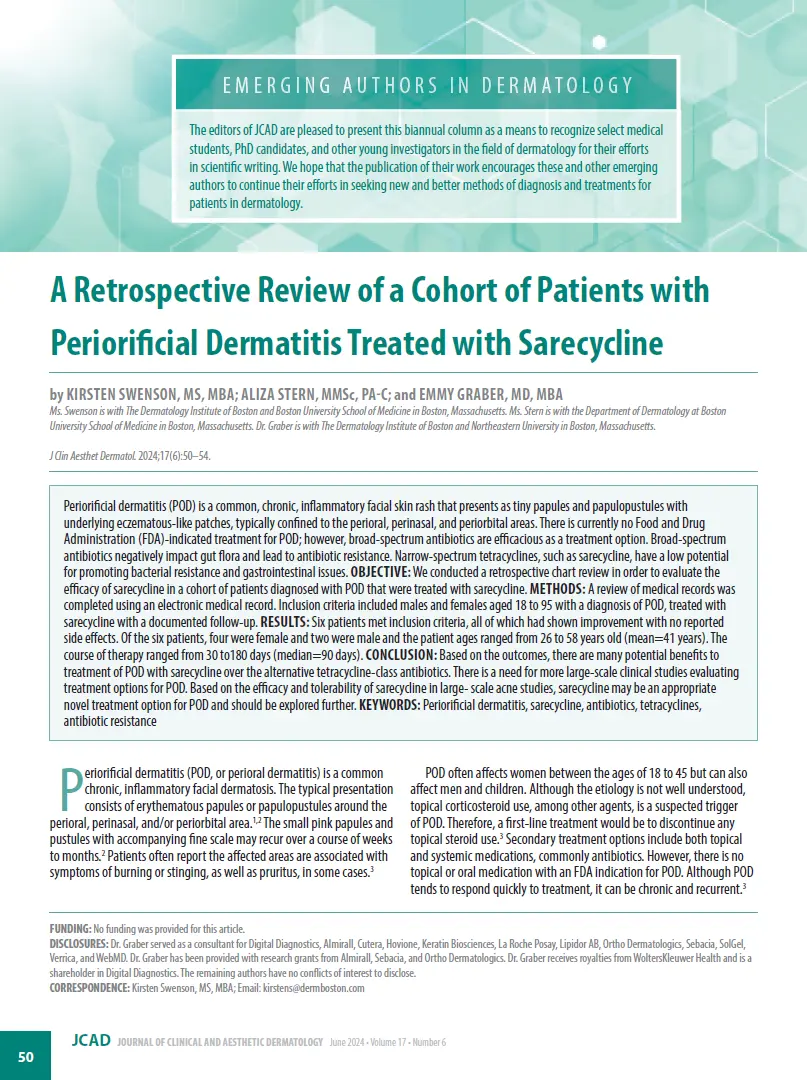 A Retrospective Review of a Cohort of Patients with Periorifcial Dermatitis Treated with Sarecycline
