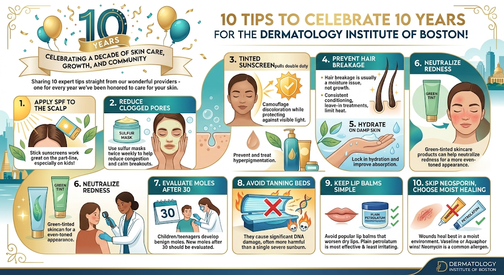 10 Tips to Celebrate 10 Years for The Dermatology Institute of Boston